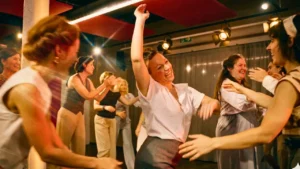 photo of solo jazz dancer Monika with Power of the group